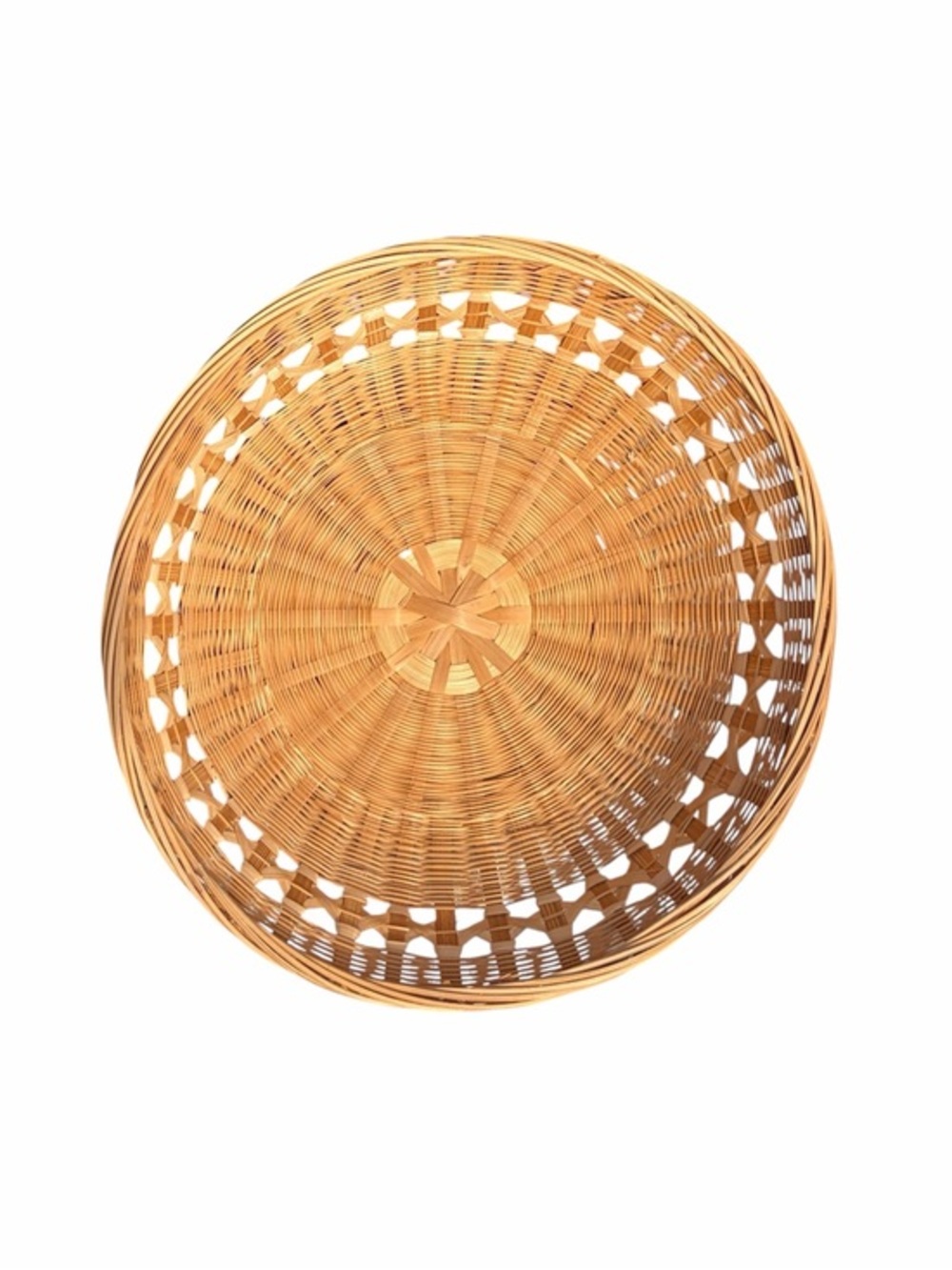 Woven Bamboo Basket Bowl Open Weave Boho Style
